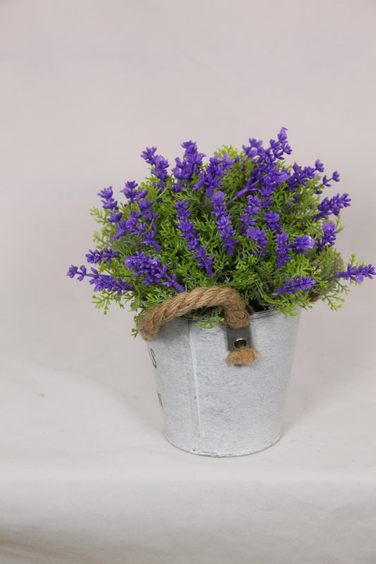 19cm Potted Flowers with Rope Handle set of 2