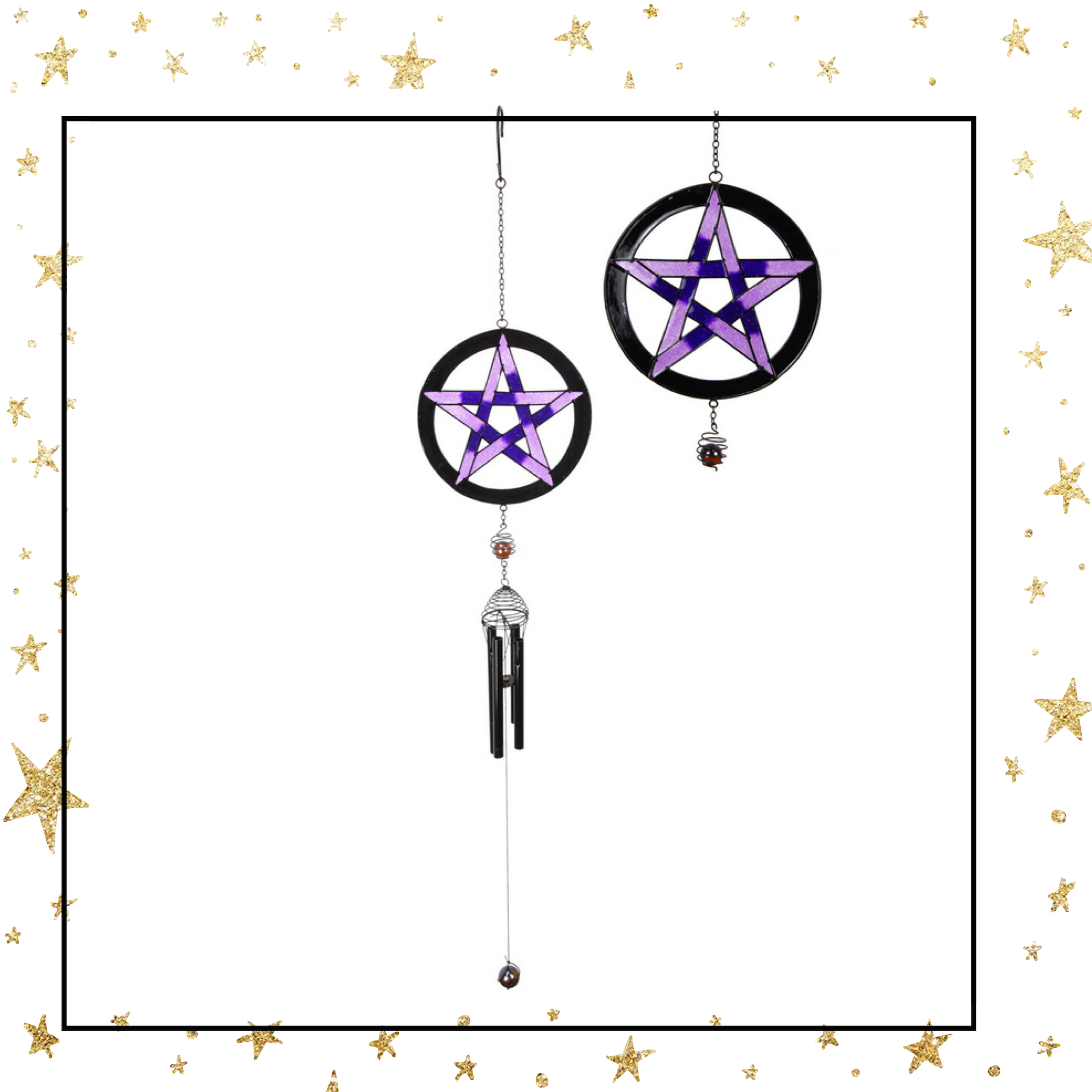 Purple Pentagram Wind Chime