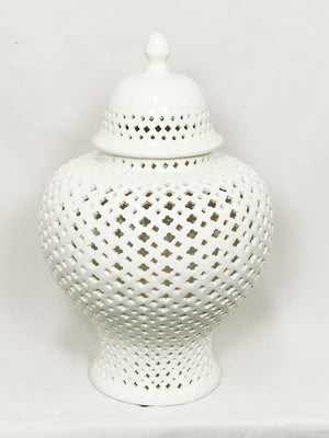 WHITE FILIGREE GINGER JAR 49cm