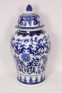 Stunning XL Blue Willow Temple Ginger Jar Hamptons Coastal Beach Home Decor 46cm