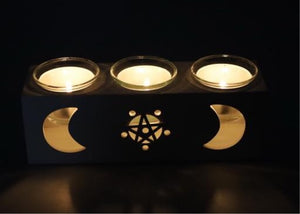 Triple moon candle holder
